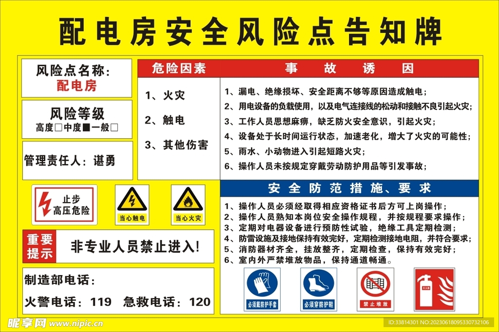 配电房安全风险点告知牌