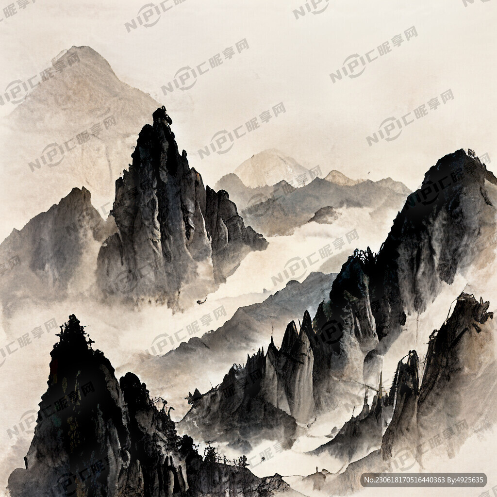 山谷 中國風 中國畫 山水