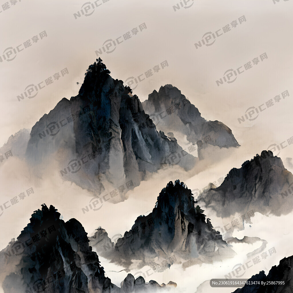 煙霧繚繞 山水相依 中國風(fēng)