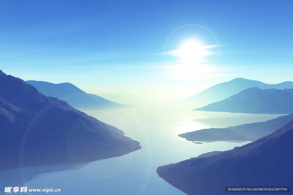 山河風景插畫