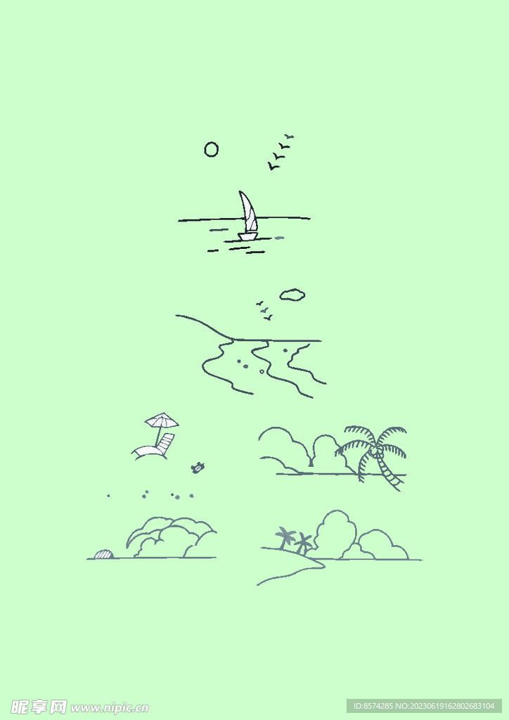 簡筆畫海岸