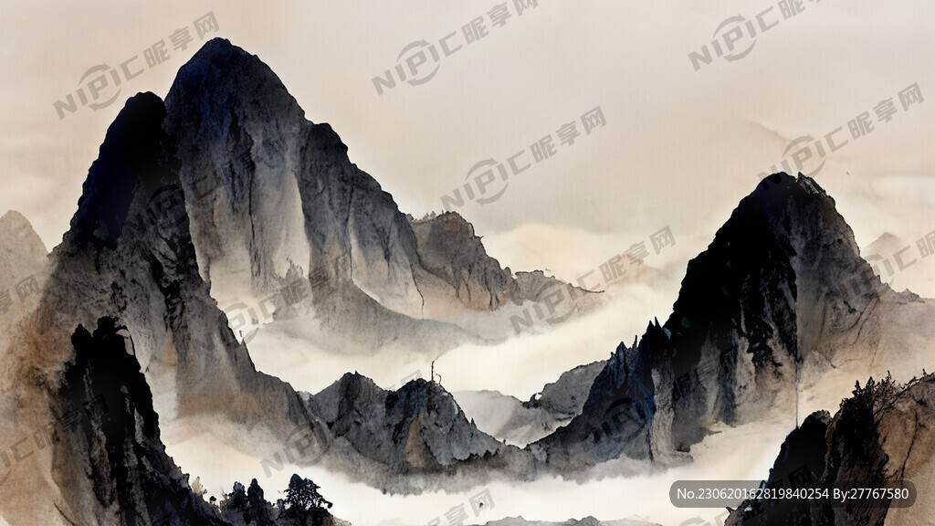山谷 中國風 中國畫 山水