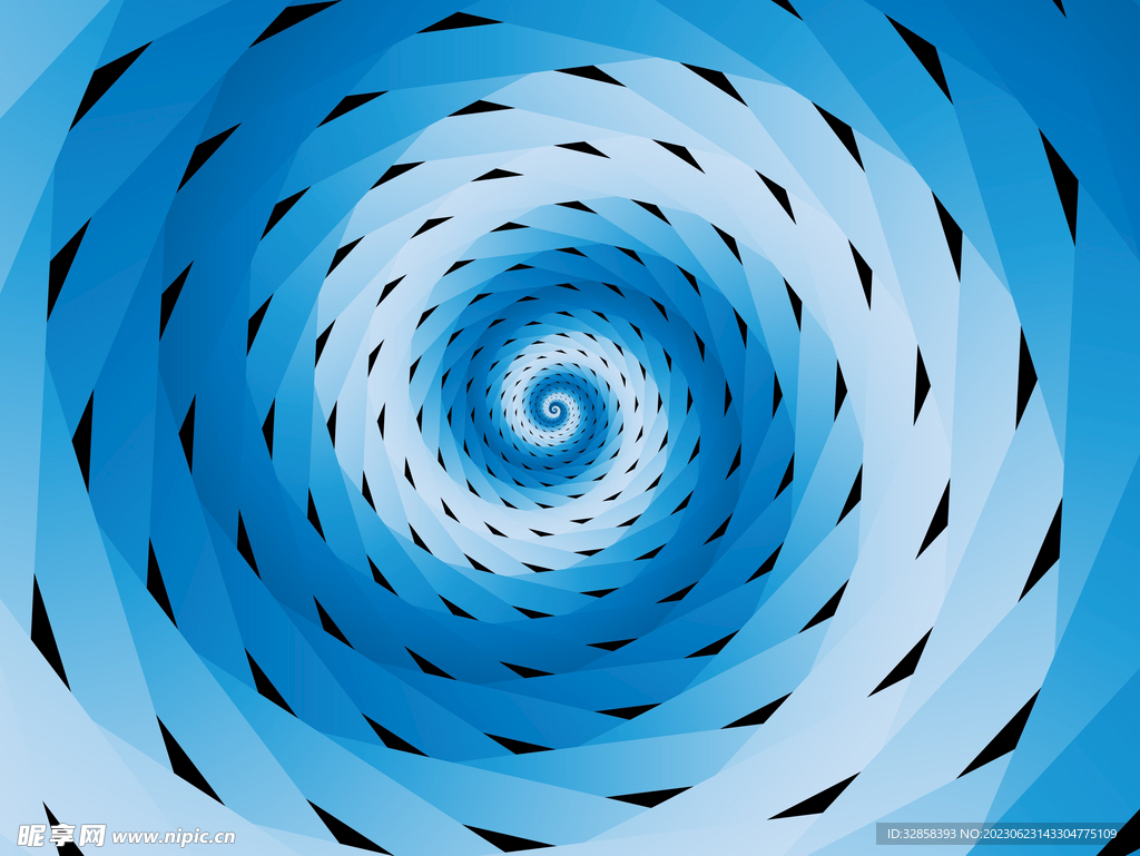 蓝色螺旋延伸发光几何抽象背景