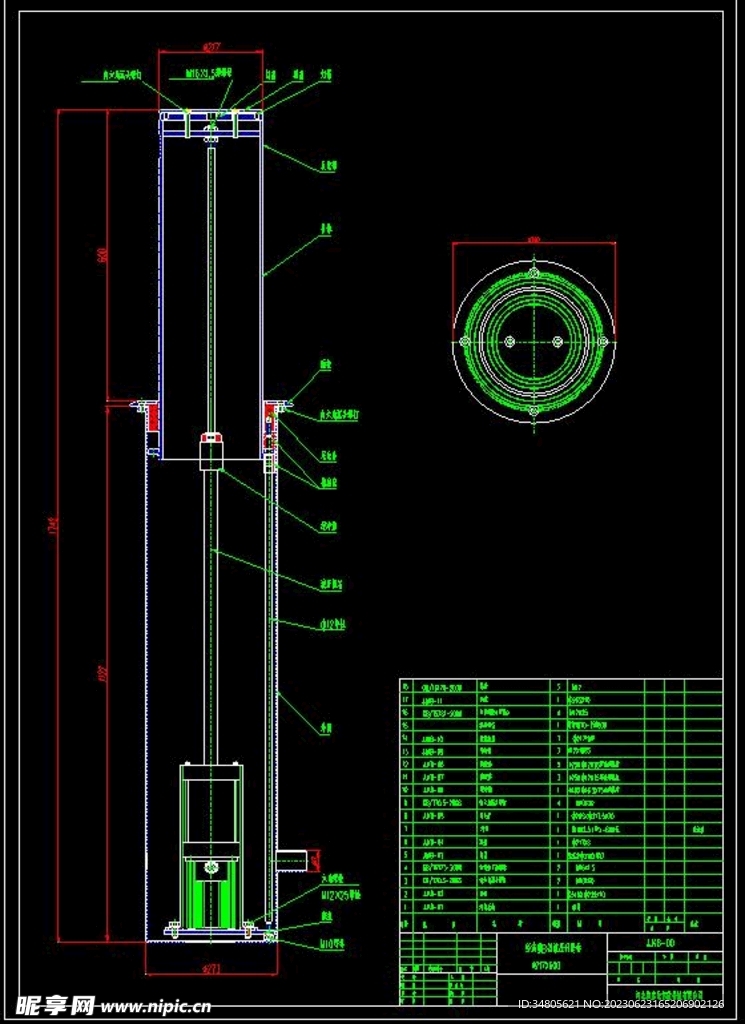 升降柱结构CAD图纸
