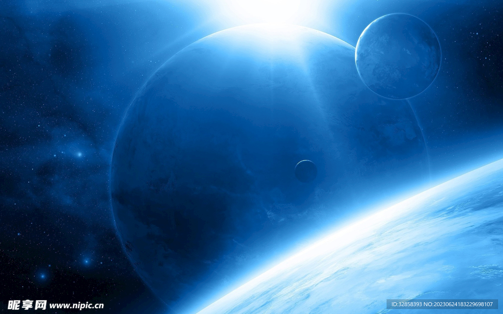藍色發(fā)光星球科技背景