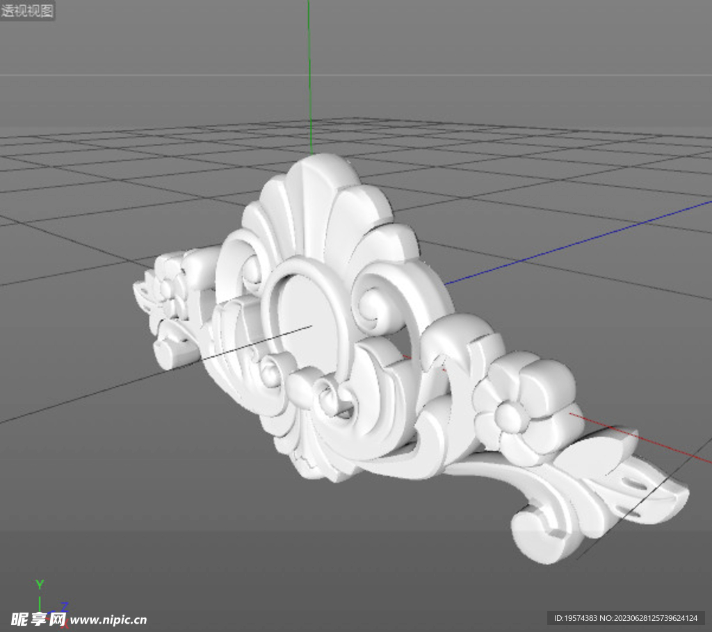  C4D模型 欧式雕花 