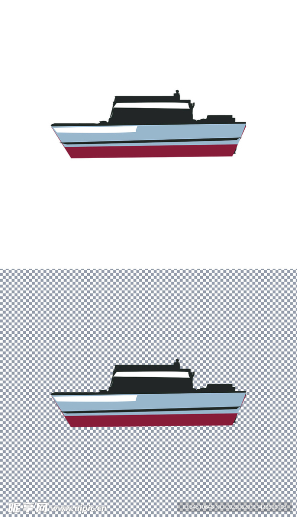 卡通元素轮船潜水艇交通工具