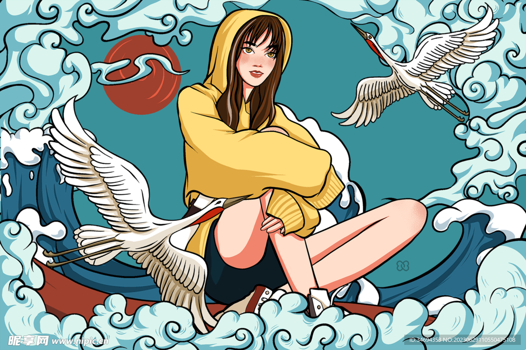 國潮 人物插畫 