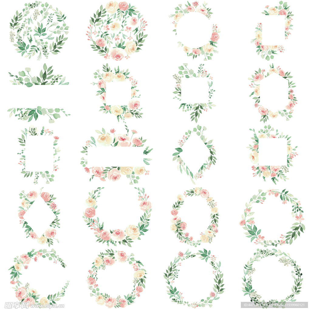 婚禮花卉邊框png