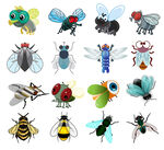 卡通苍蝇蜜蜂图案合集