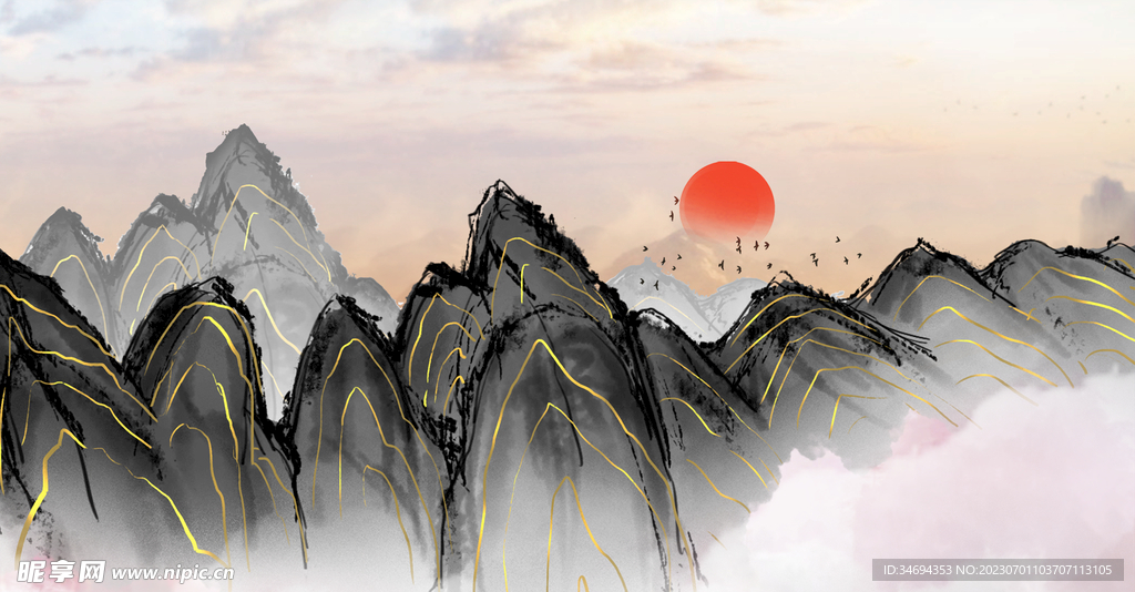  中國風黑金背景