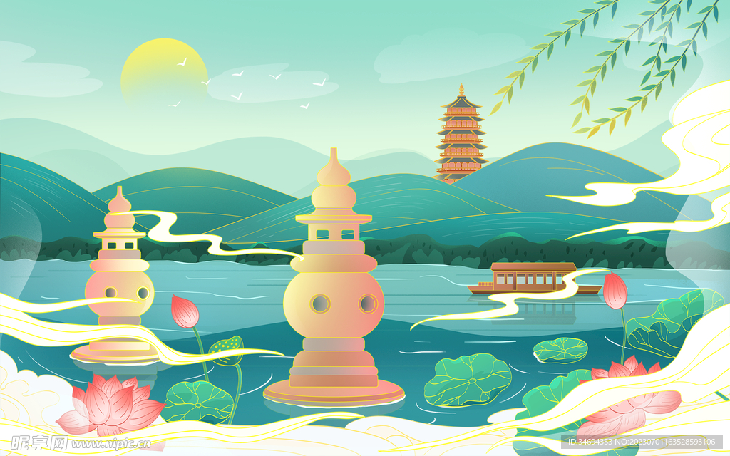 中國(guó)風(fēng)山水畫(huà) 