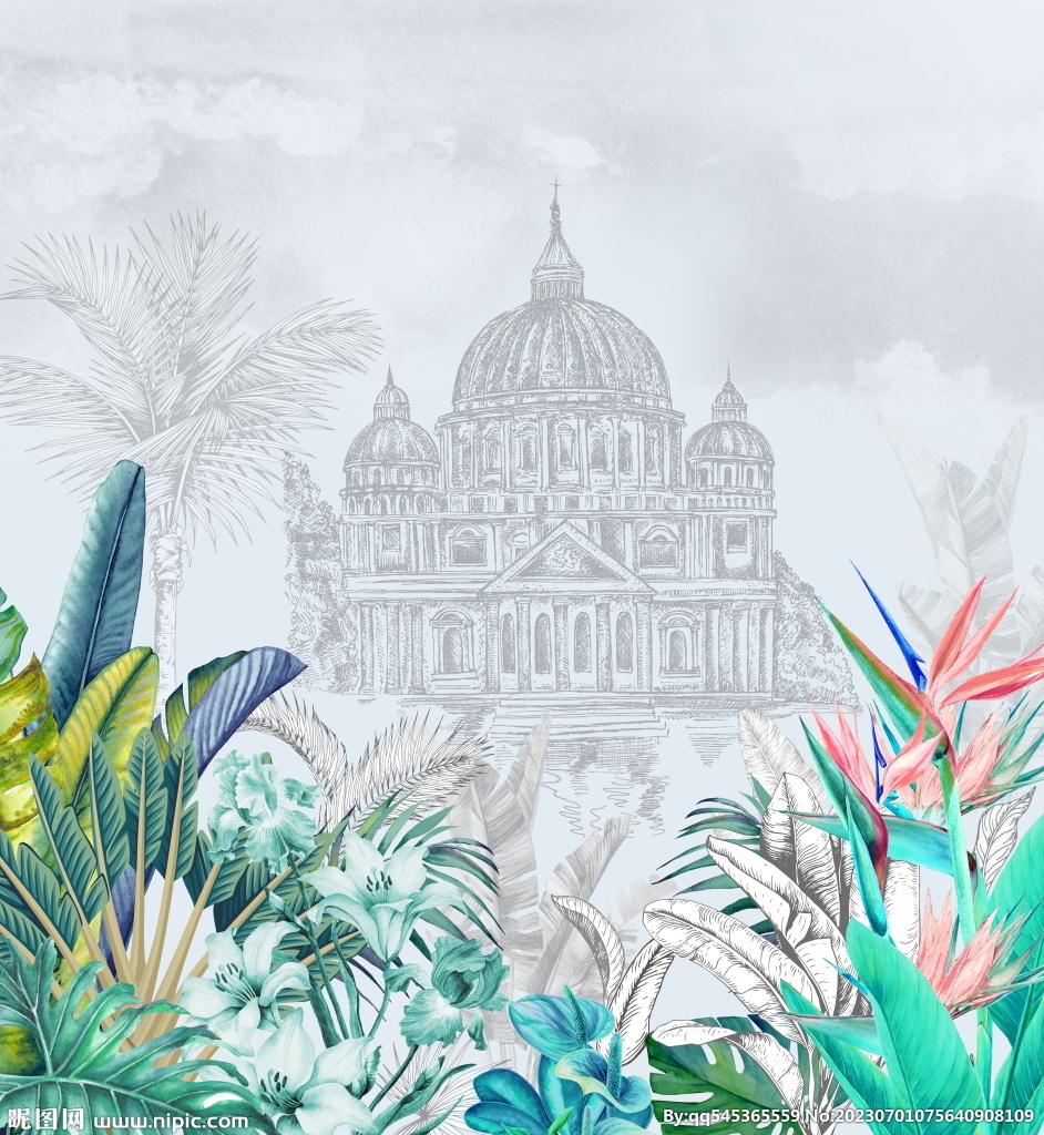 綠植建筑海報