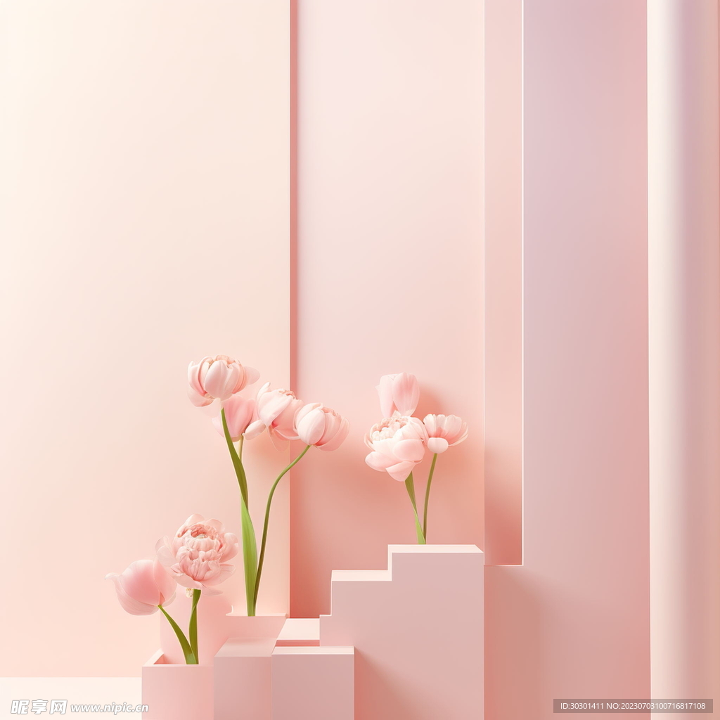 粉色唯美鮮花海報背景