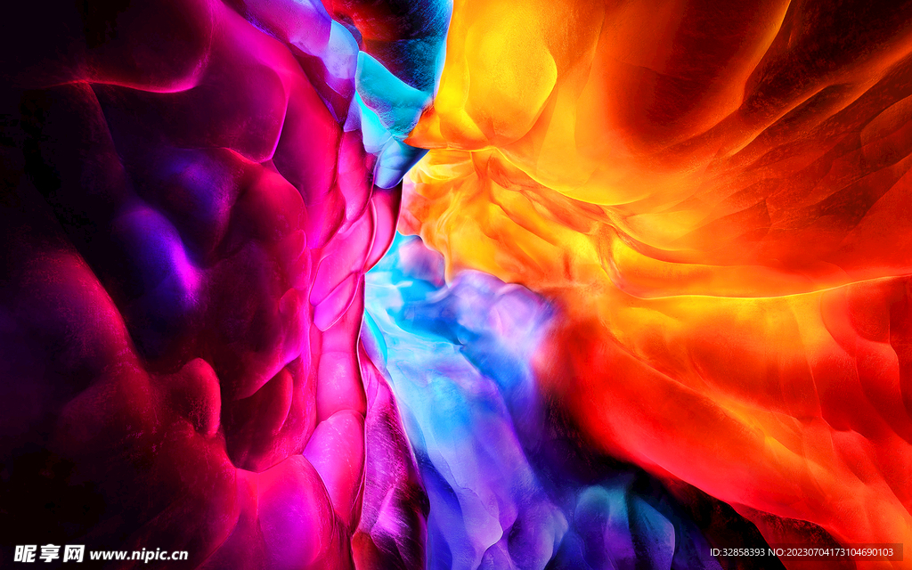 彩色抽象拉丝3D立体流体渐变