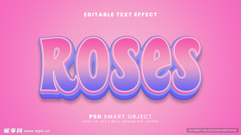 ROSES粉色psd素材