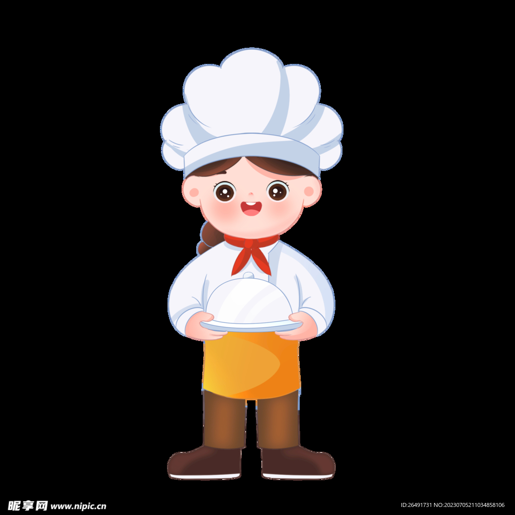 女厨师卡通人物手绘插图元素
