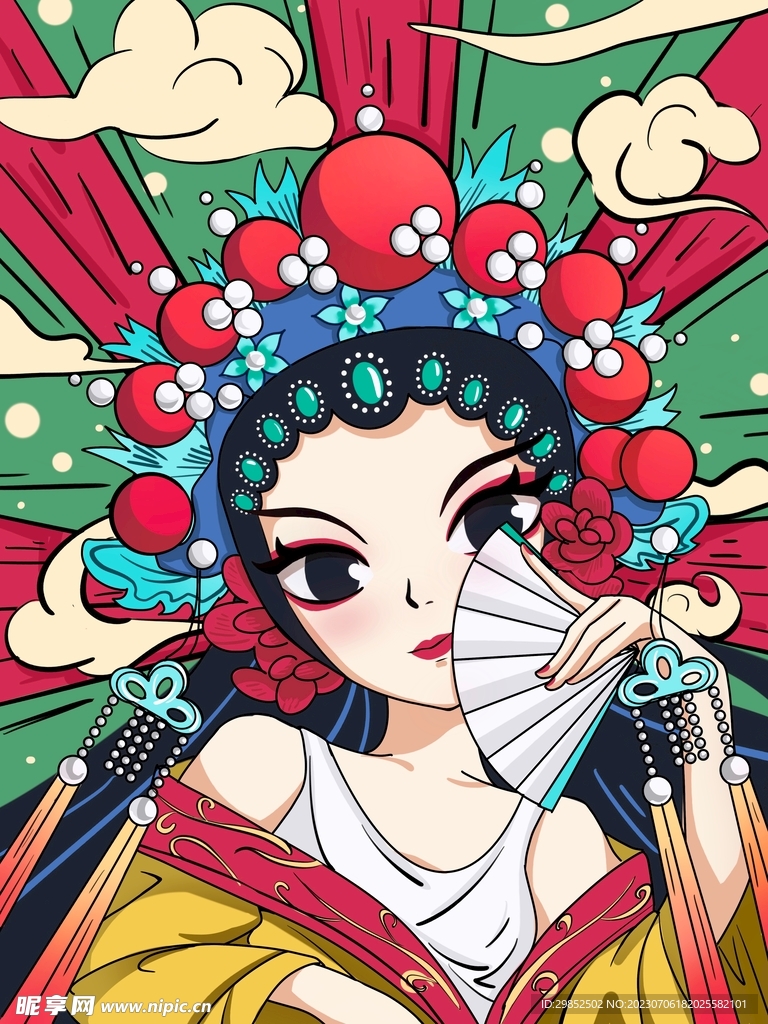 國潮京劇手繪插畫