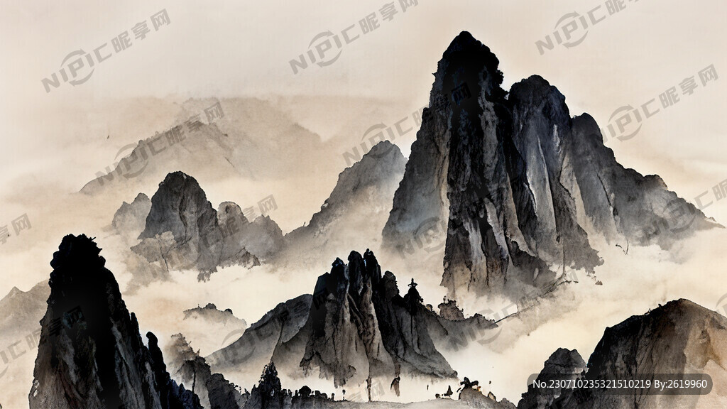 山谷 中國(guó)風(fēng) 中國(guó)畫 山水