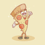 拟人化披萨食物插画