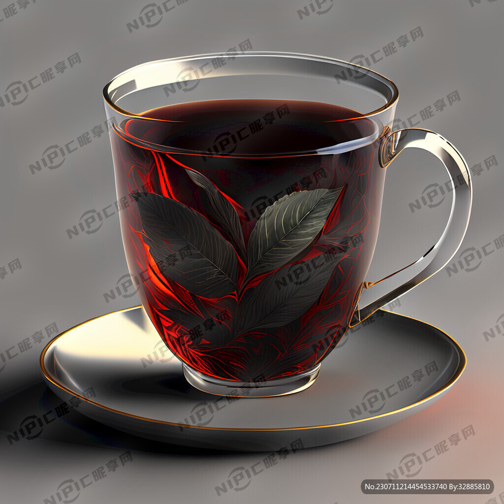 玻璃杯 紅茶 紅茶葉。托盤