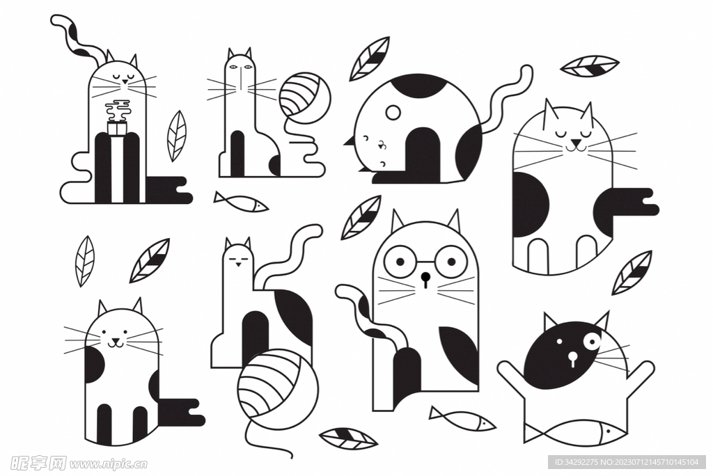 抽象貓咪插畫