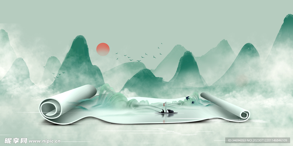 中國(guó)風(fēng)山水背景