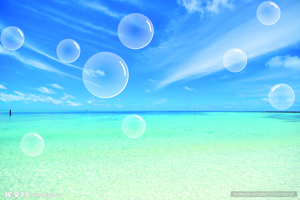 海邊藍天氣泡