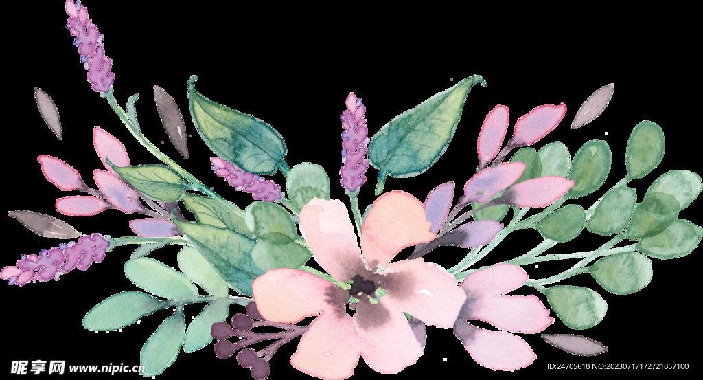 水彩花草