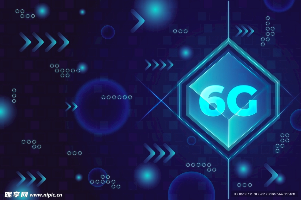 蓝色6G网络科技素材