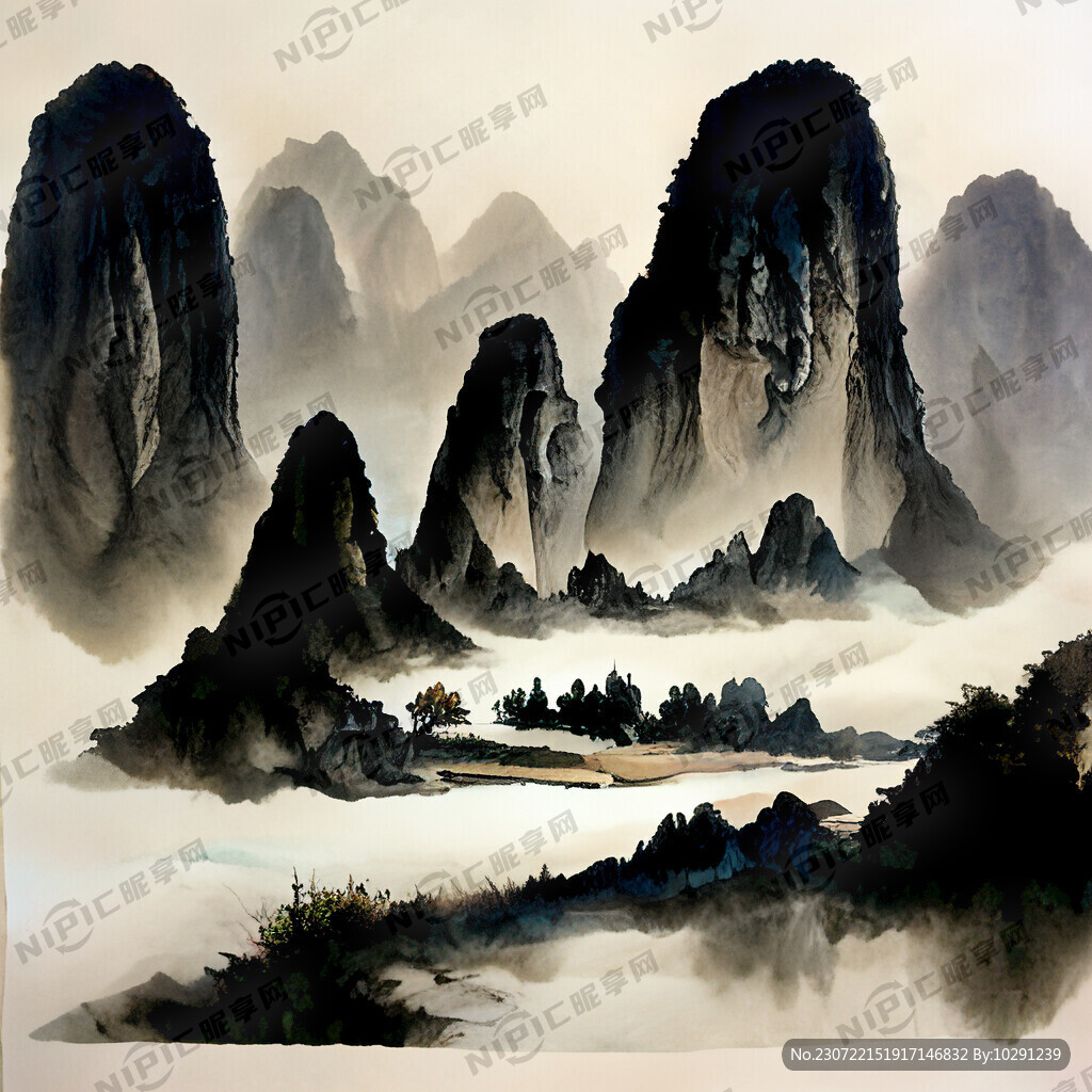 水墨超現(xiàn)實(shí)風(fēng)景畫