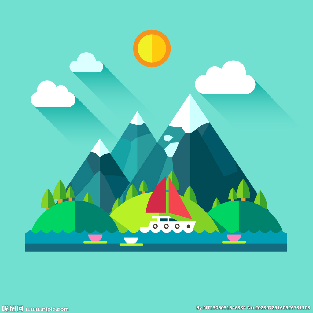 扁平化旅游插畫