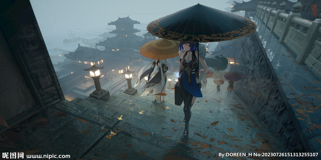 唯美夜蘭插畫