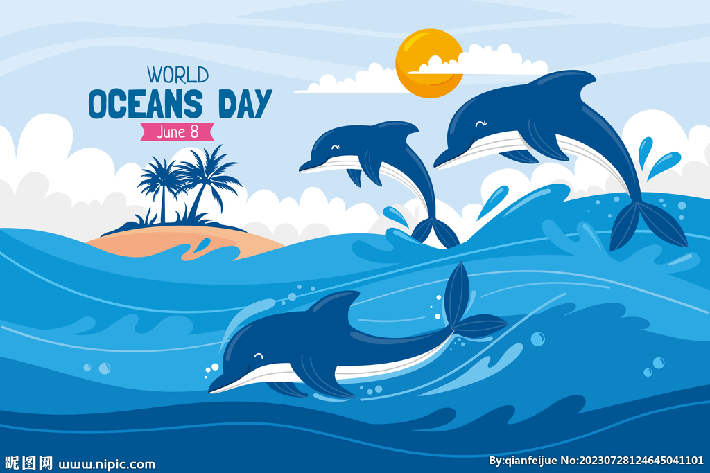 海豚海洋插画