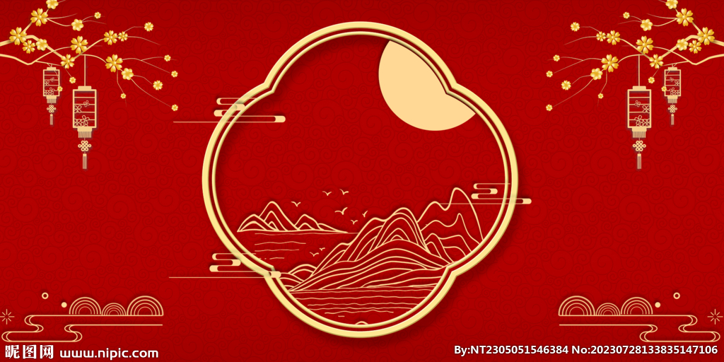中秋節紅色背景 