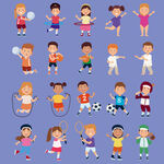 可爱幼童体育运动插画