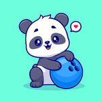 可爱卡通熊猫打保龄球