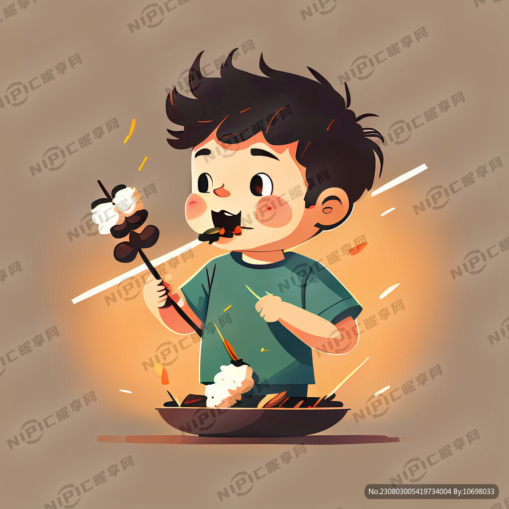 串串 卡通可愛(ài) 男孩 平面插畫(huà)
