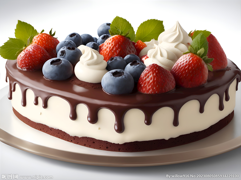 巧克力水果蛋糕高清摄影图片