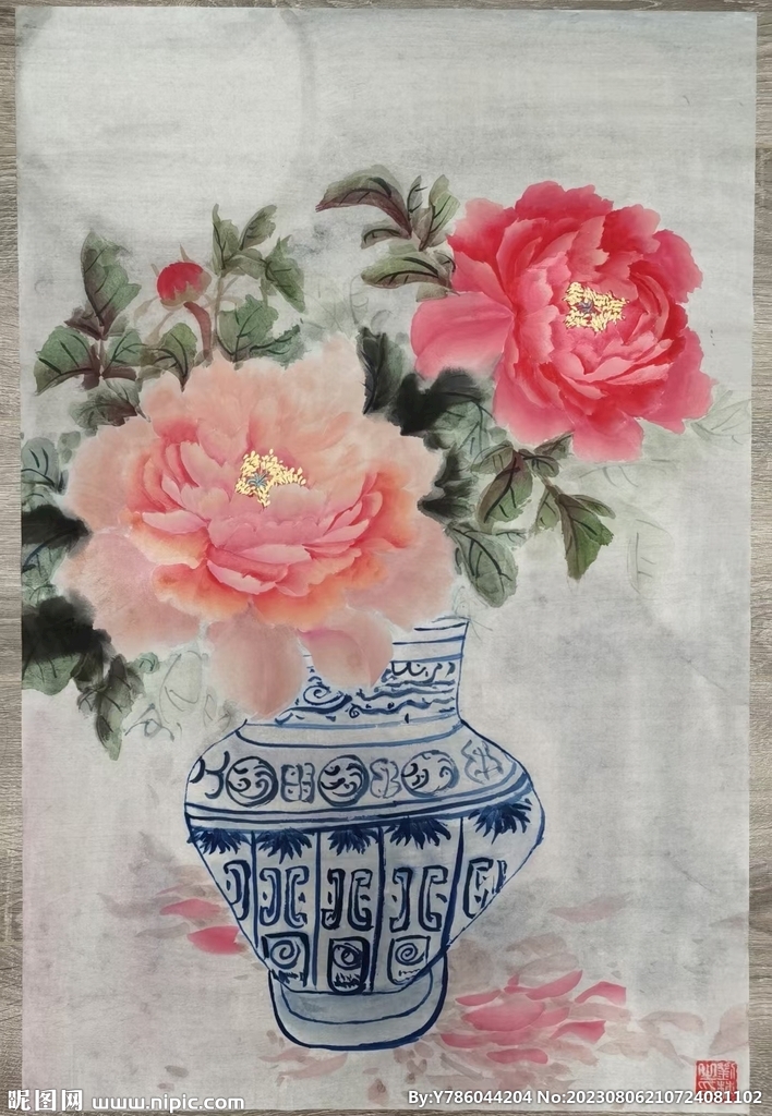 牡丹花   手繪花   國(guó)畫 