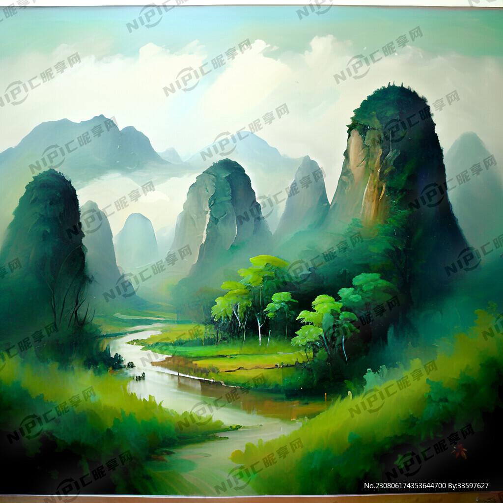 綠色油畫