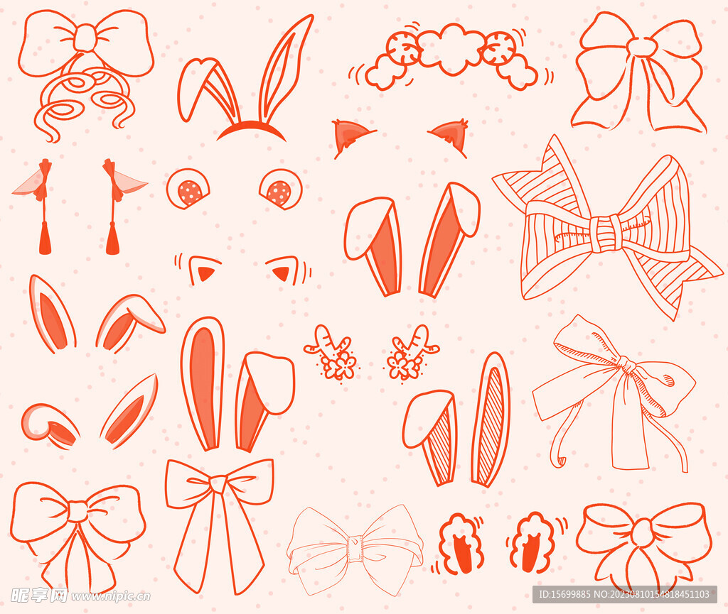 蝴蝶结 兔耳朵元素