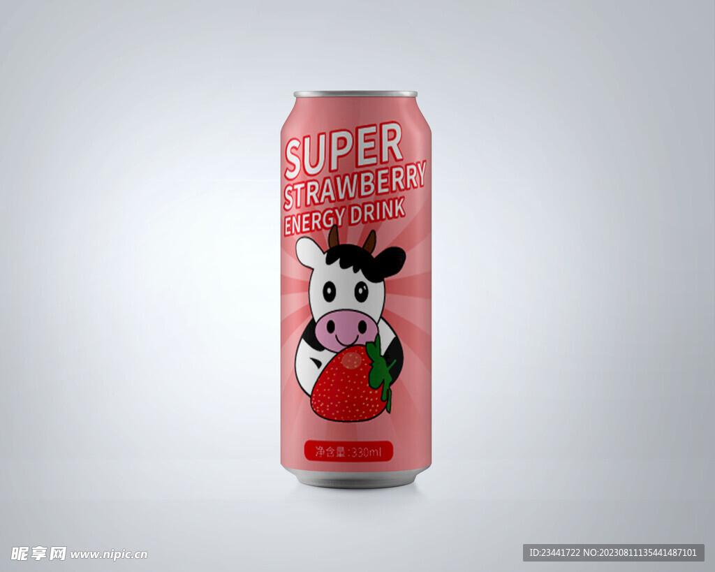 卡通动物草莓汁饮料包装设计