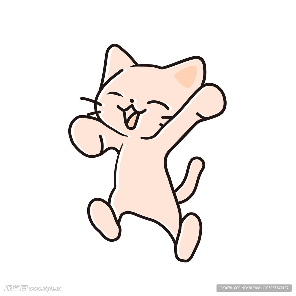 卡通可爱小猫咪开心表情矢量素材