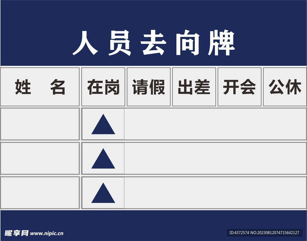 人員去向牌