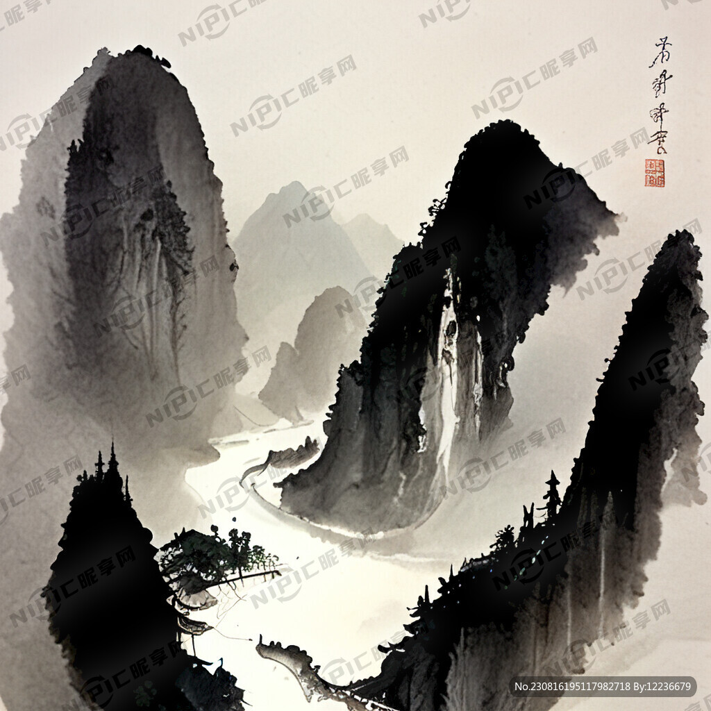 保靖溪洲水墨