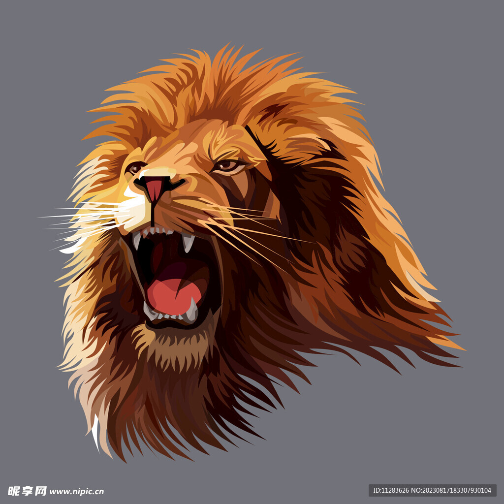 狮子头像插画