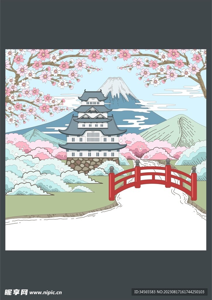 日本富士山旅游胜地樱花