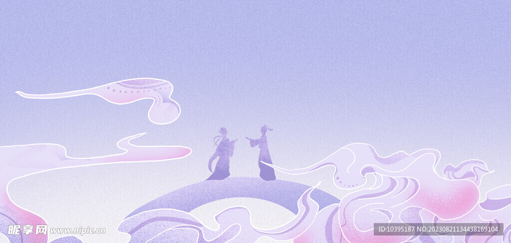 七夕情人节紫色淡雅海报背景
