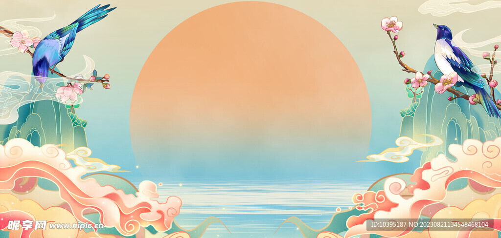 七夕情人節(jié)手繪風(fēng)海報(bào)背景